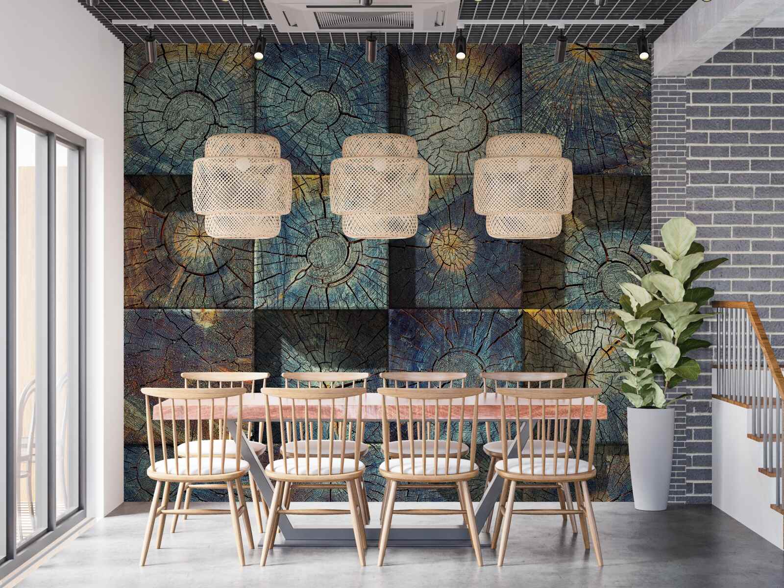 Fotobehang een artistiek object gemaakt van de resten van bomen