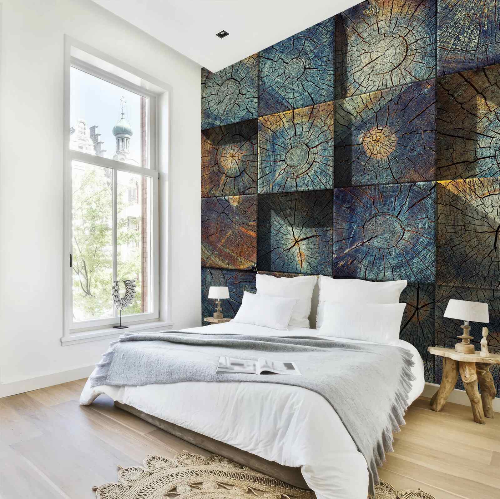 Fotobehang een artistiek object gemaakt van de resten van bomen