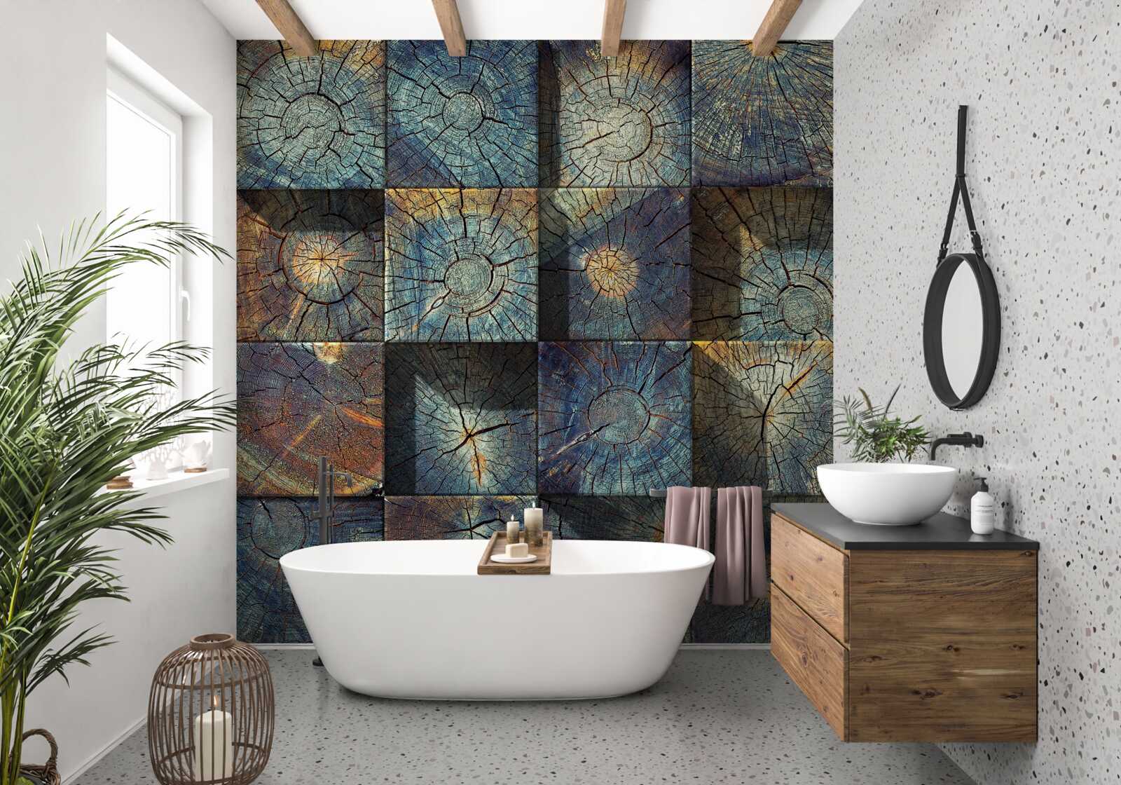 Fotobehang een artistiek object gemaakt van de resten van bomen