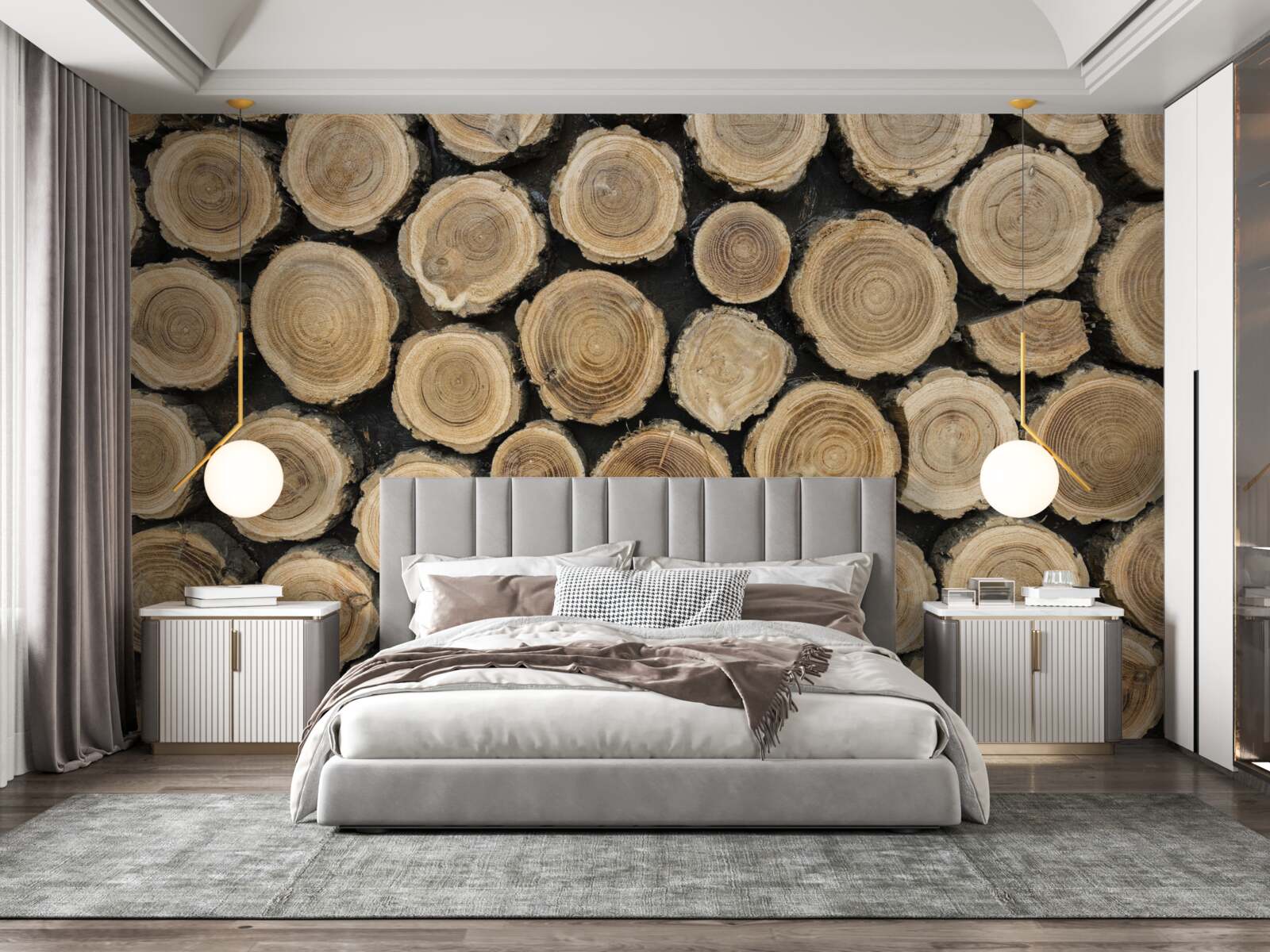 Fotobehang omgevallen bomen in de vorm van een cirkel