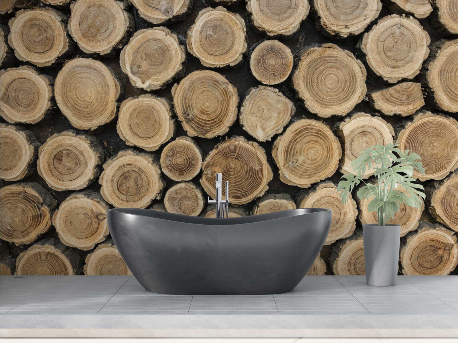 Fotobehang omgevallen bomen in de vorm van een cirkel