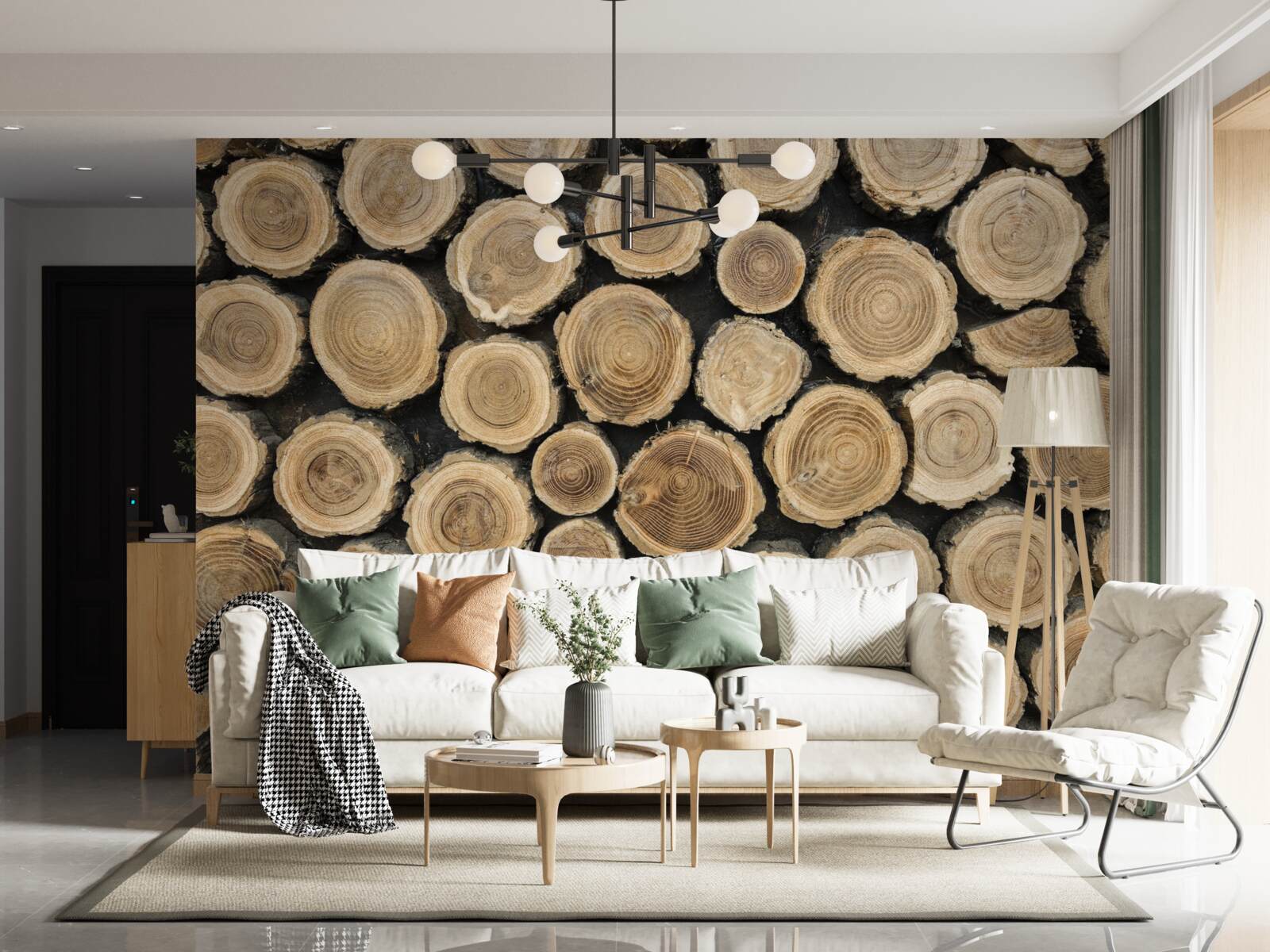 Fotobehang omgevallen bomen in de vorm van een cirkel