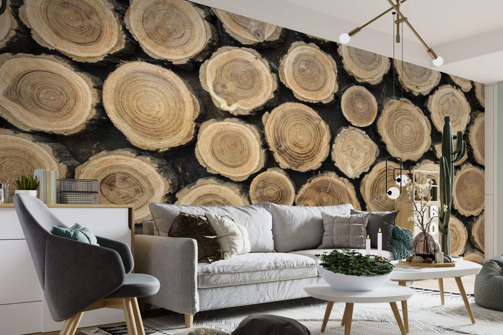 Fotobehang omgevallen bomen in de vorm van een cirkel