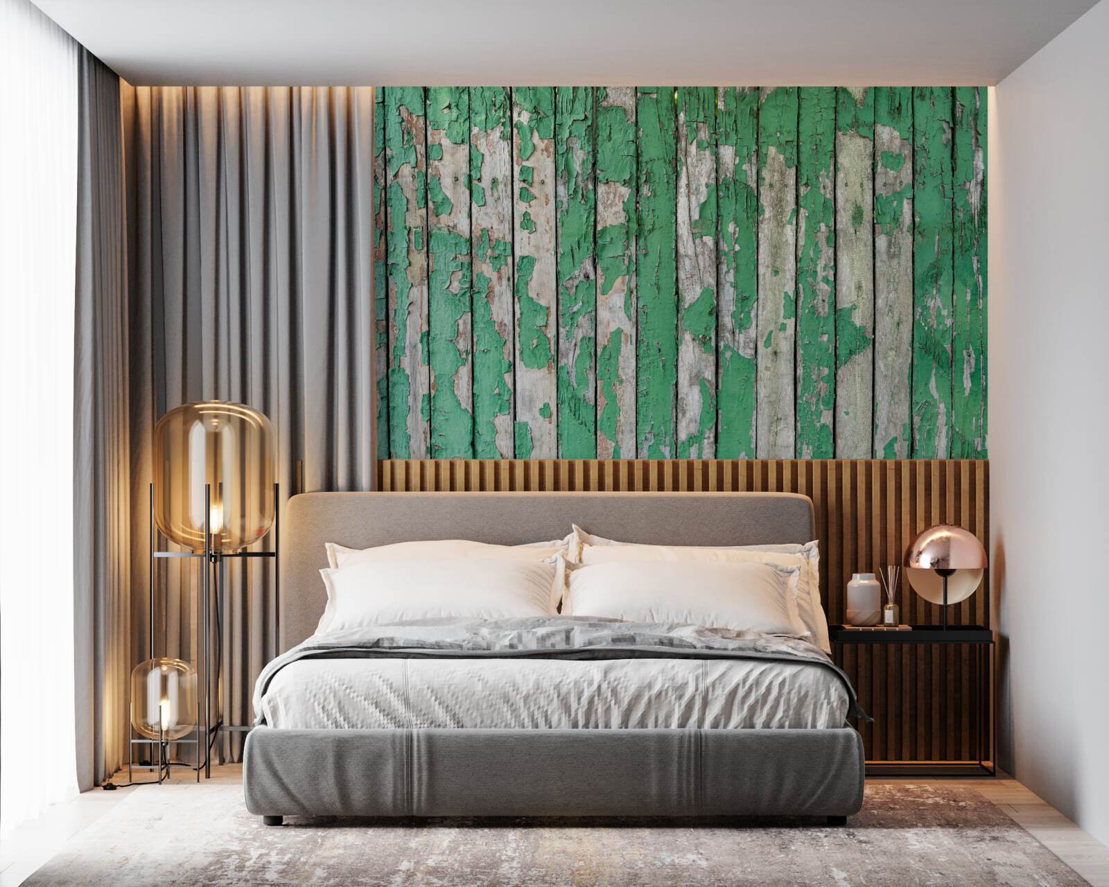 Fotobehang een hek dat zijn groene gloed heeft verloren