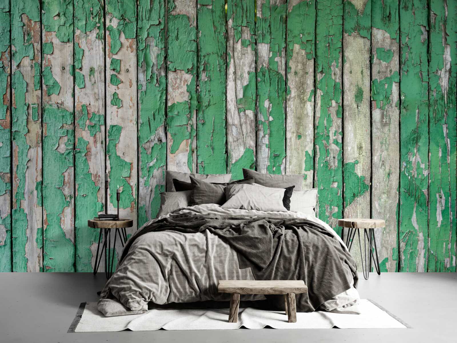 Fotobehang een hek dat zijn groene gloed heeft verloren