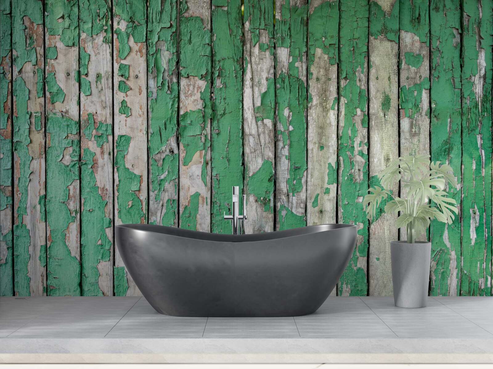 Fotobehang een hek dat zijn groene gloed heeft verloren