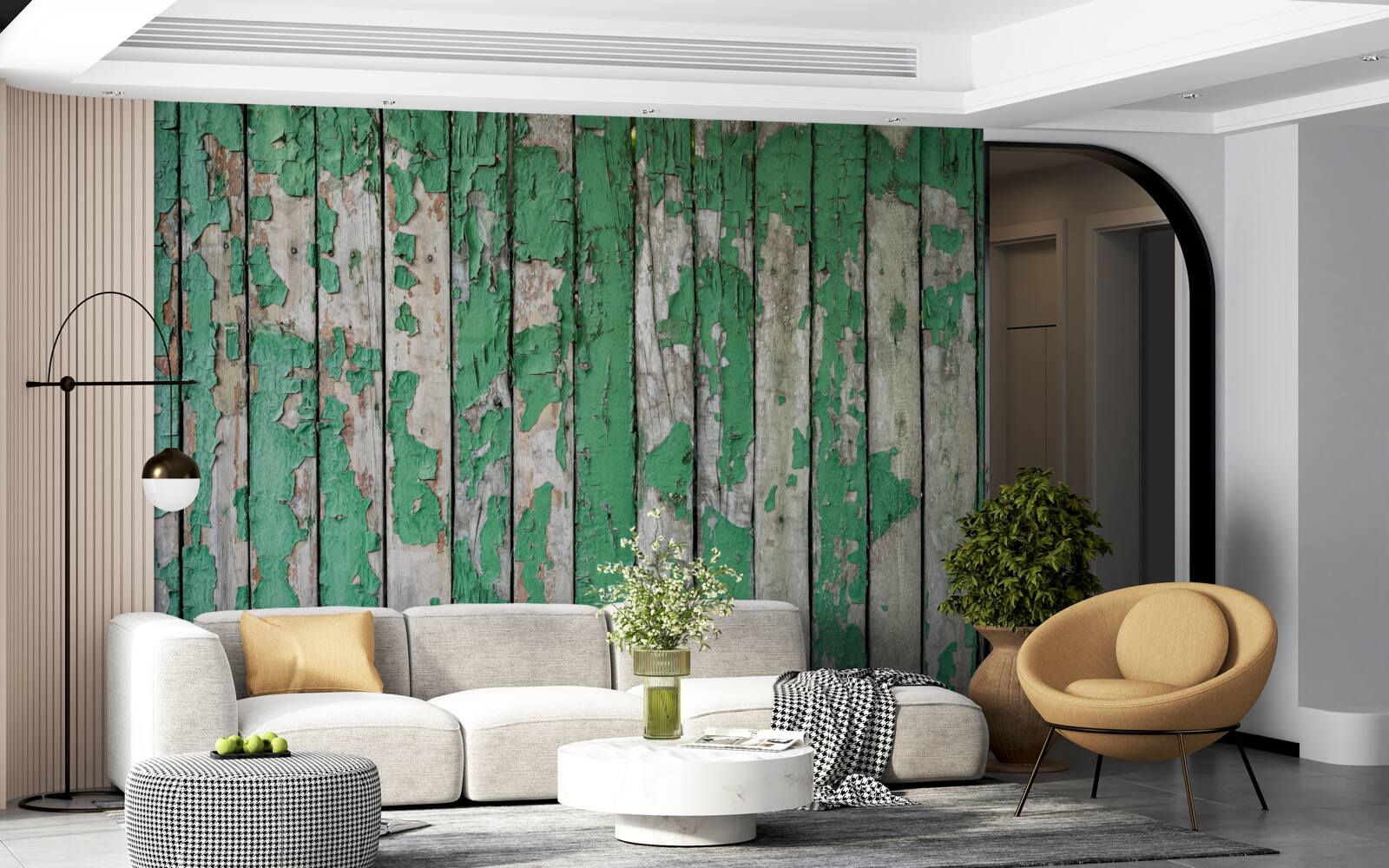 Fotobehang een hek dat zijn groene gloed heeft verloren