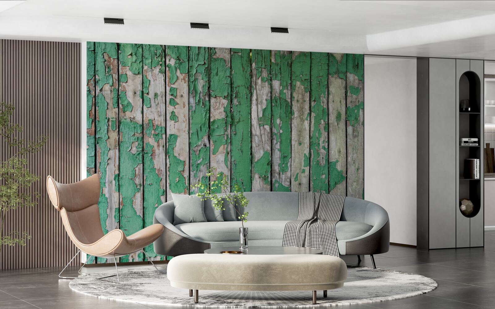 Fotobehang een hek dat zijn groene gloed heeft verloren