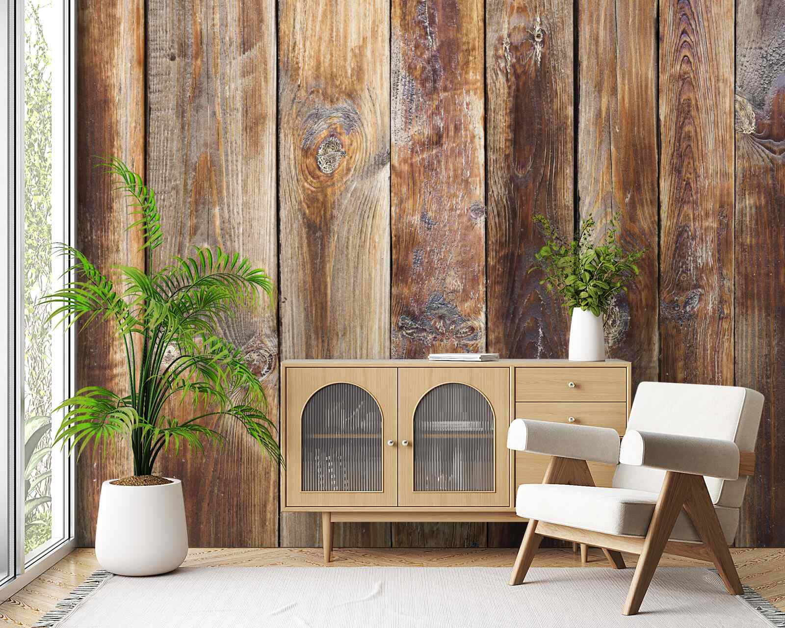 Fotobehang de balken zijn gemaakt van donkerbruin hout