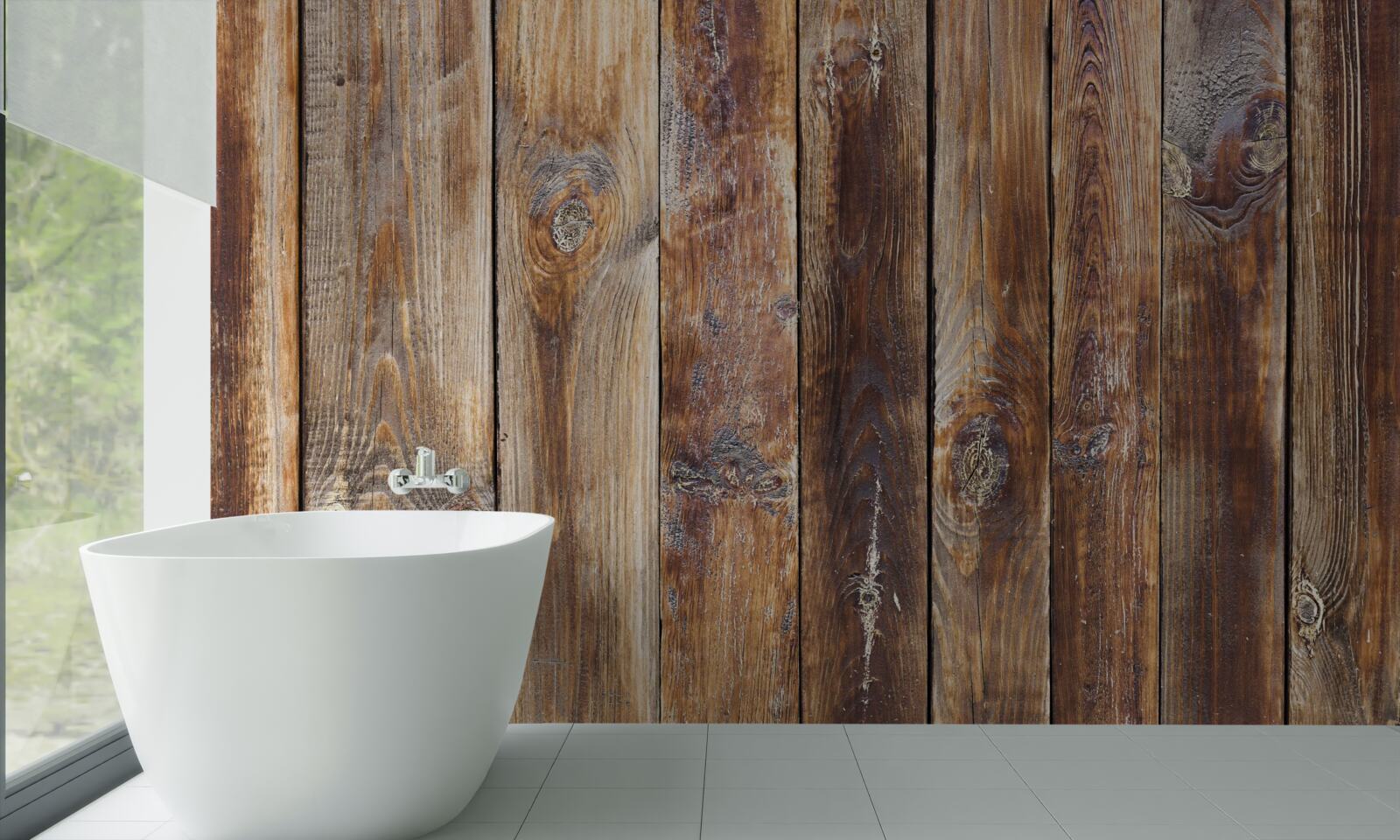 Fotobehang de balken zijn gemaakt van donkerbruin hout