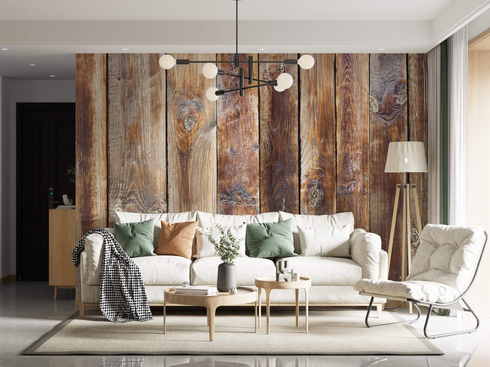 Fotobehang de balken zijn gemaakt van donkerbruin hout