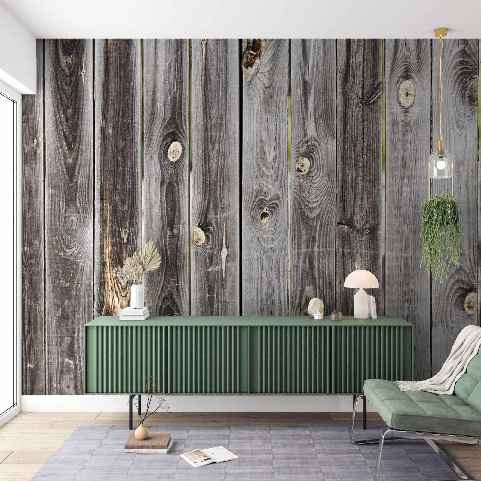 Fotobehang donkergrijs houten hek