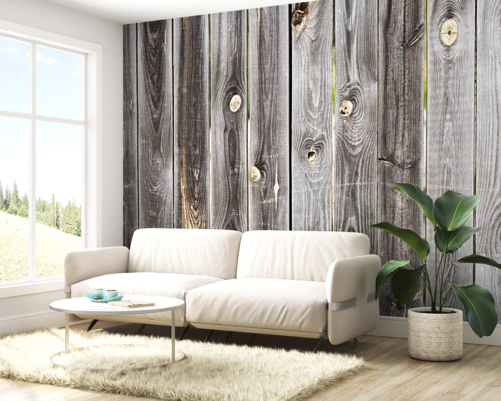 Fotobehang donkergrijs houten hek