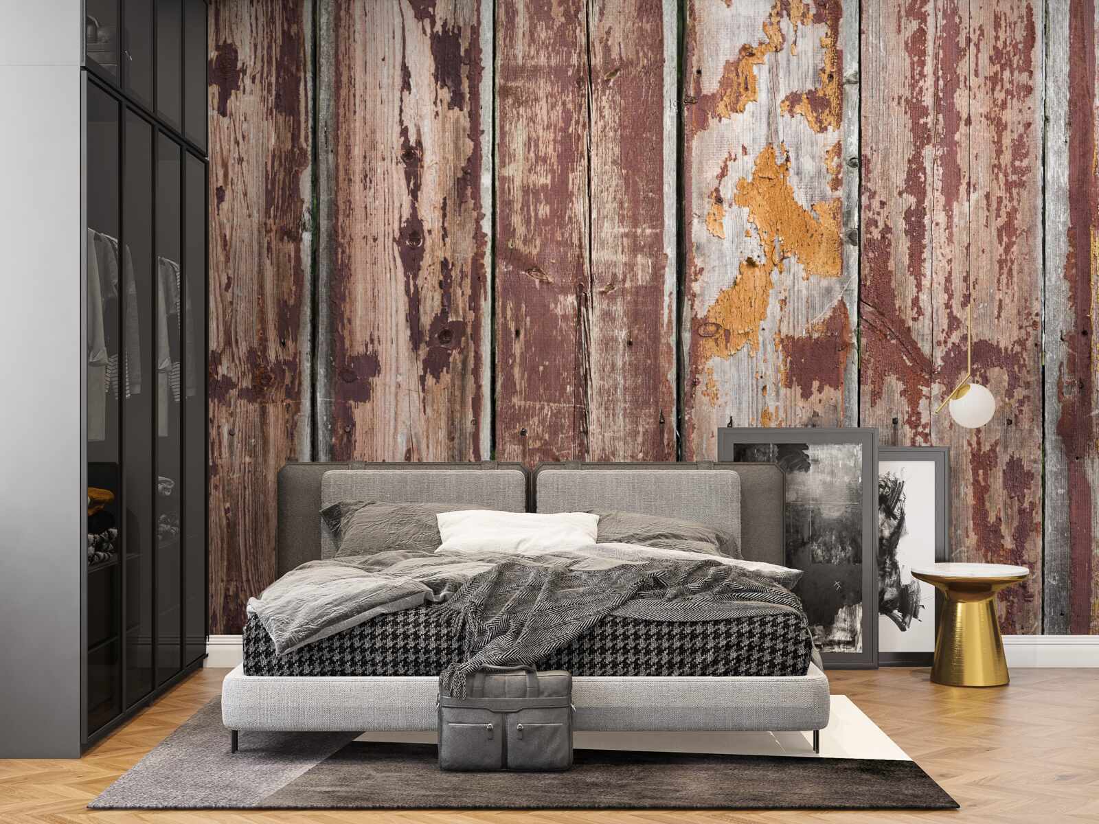 Fotobehang houten achtergrond gedrenkt in vocht