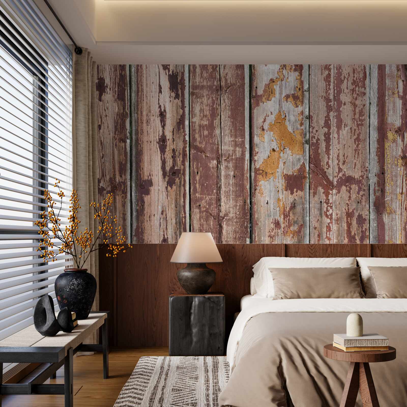 Fotobehang houten achtergrond gedrenkt in vocht