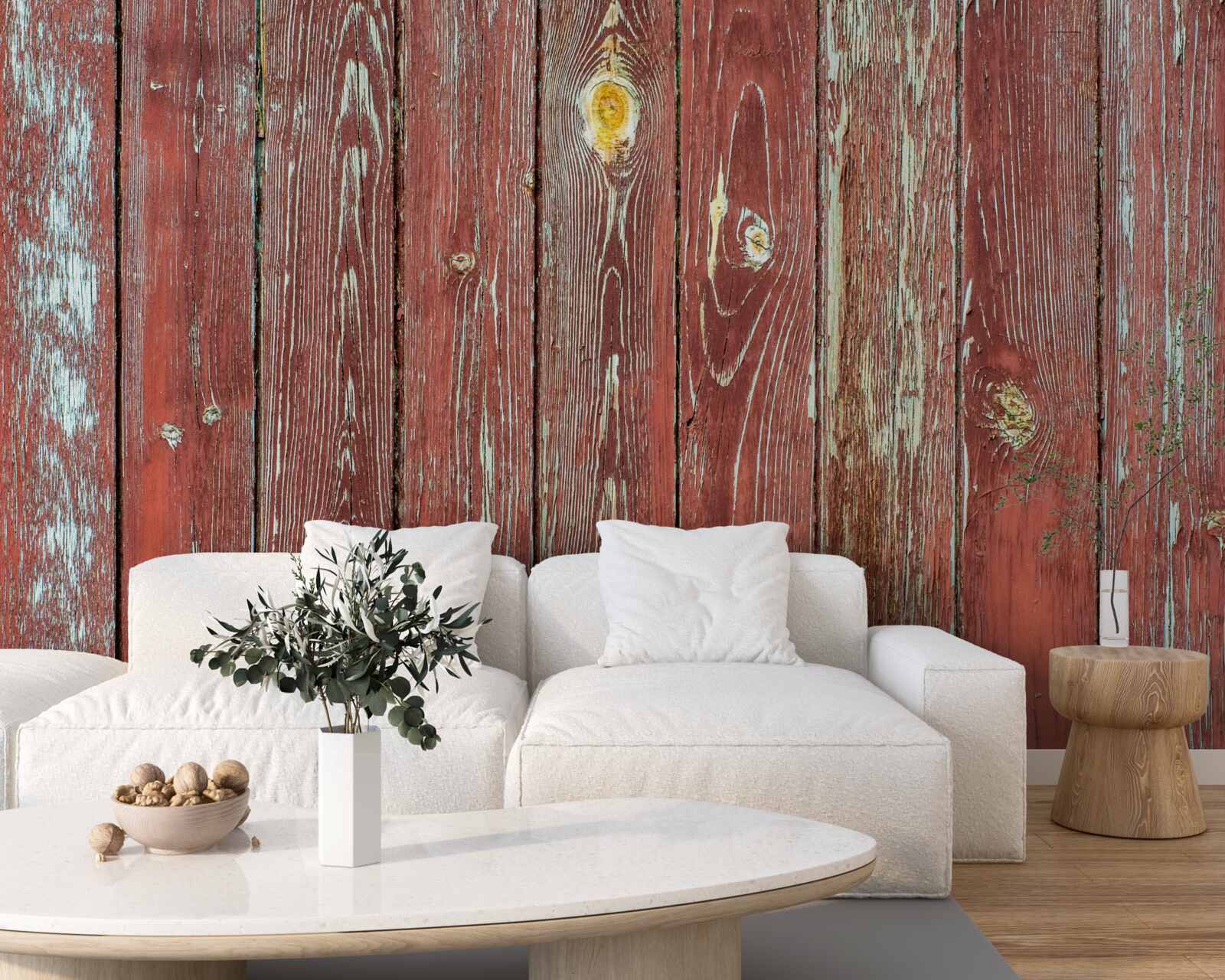 Fotobehang de houten achtergrond is rood en heeft een antieke uitstraling