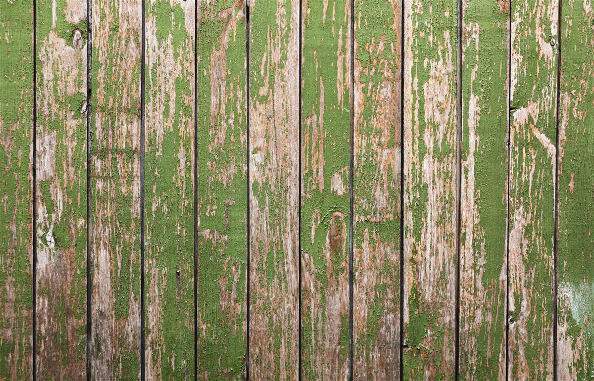 Fotobehang oud, vervallen groen hek