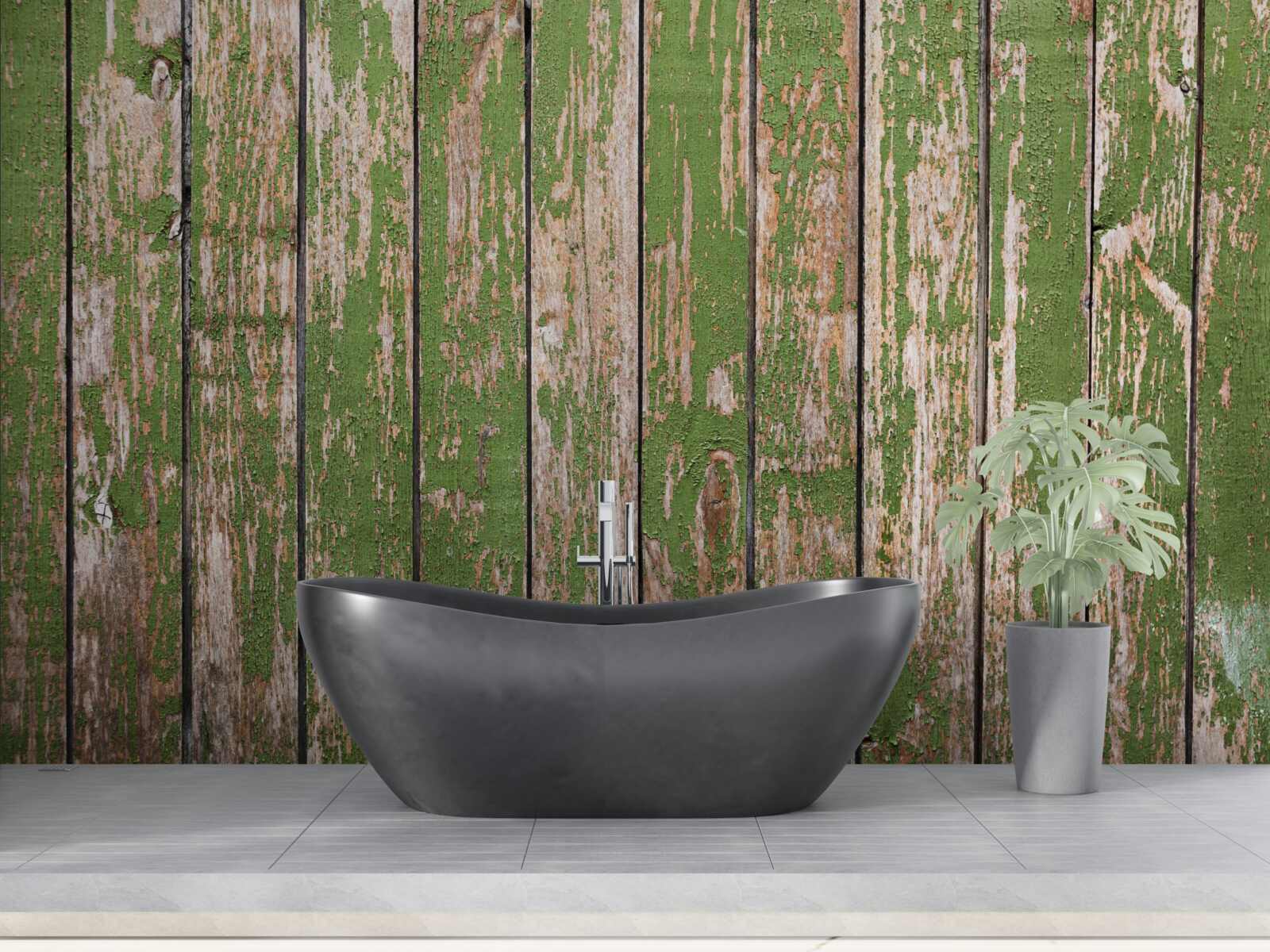 Fotobehang oud, vervallen groen hek