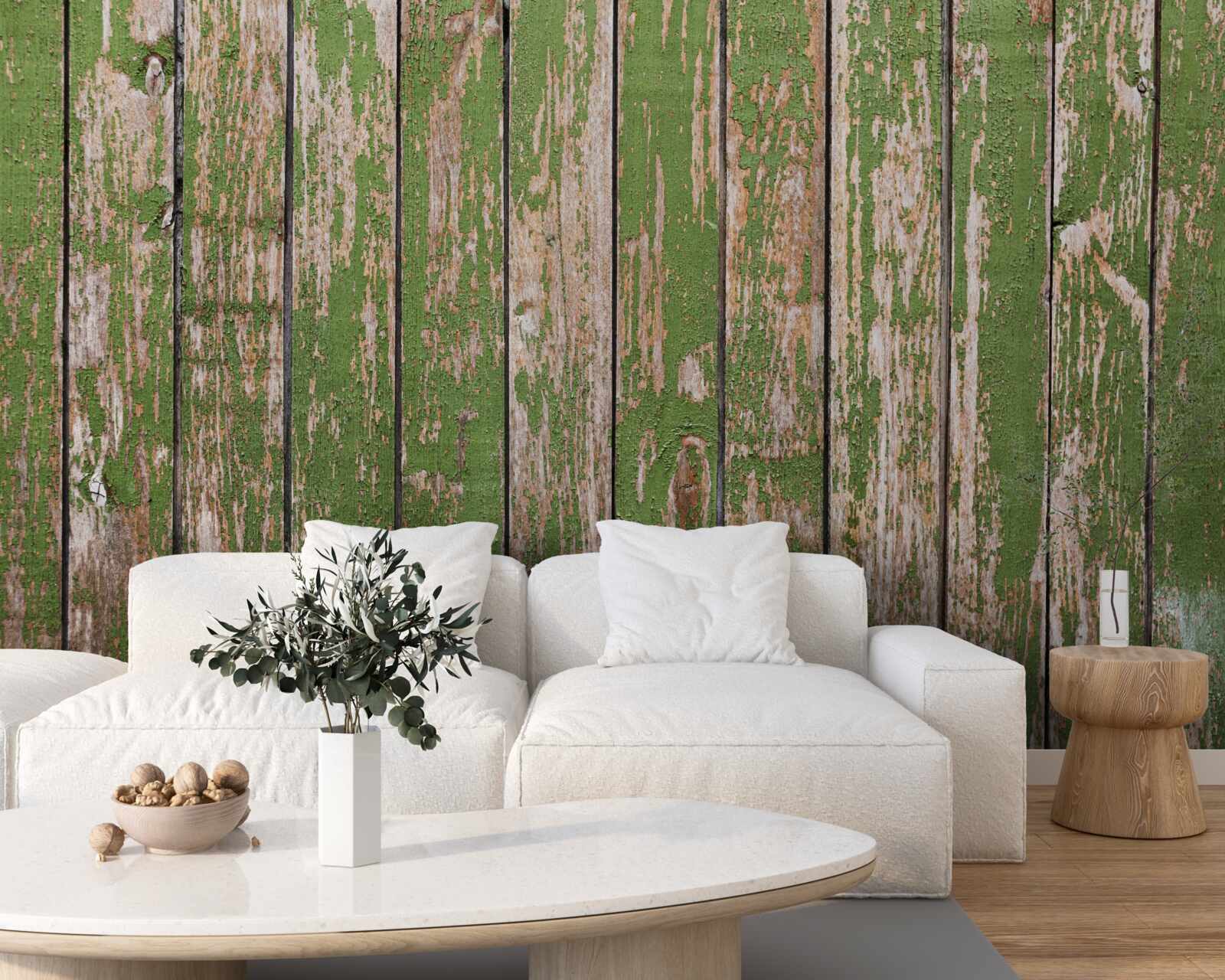 Fotobehang oud, vervallen groen hek