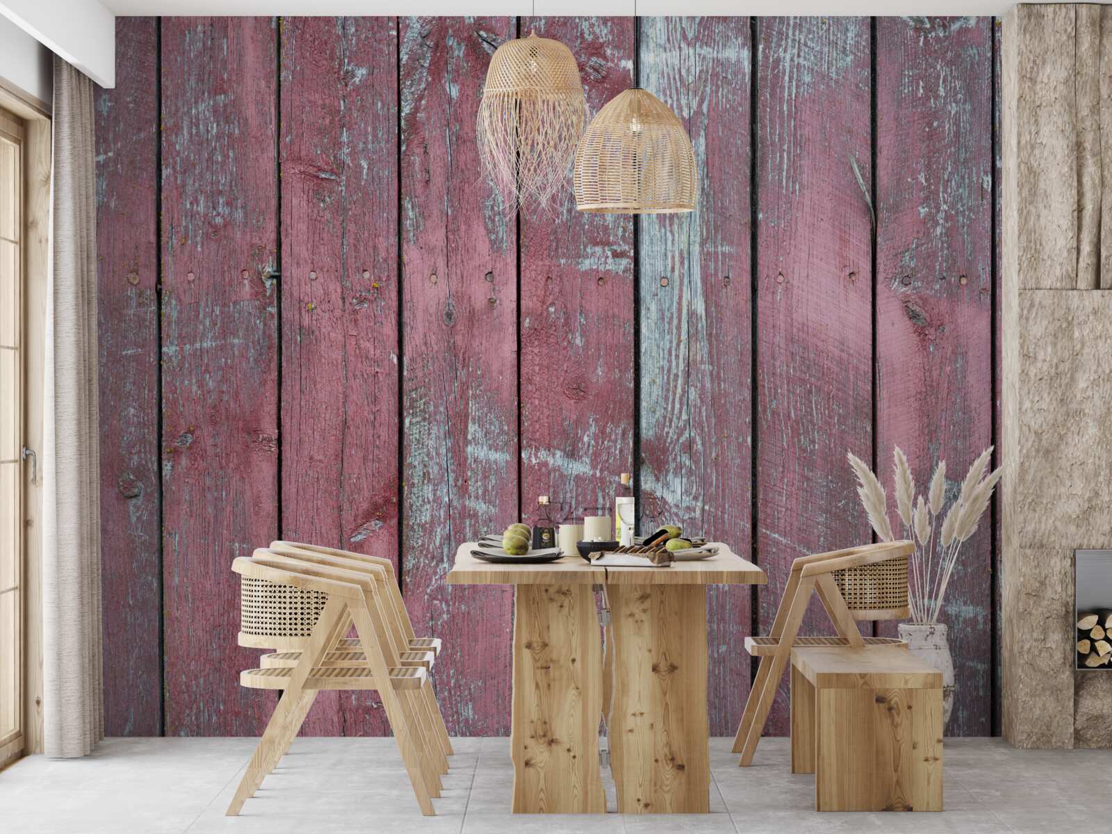 Fotobehang houten achtergrond in een oude lila tint