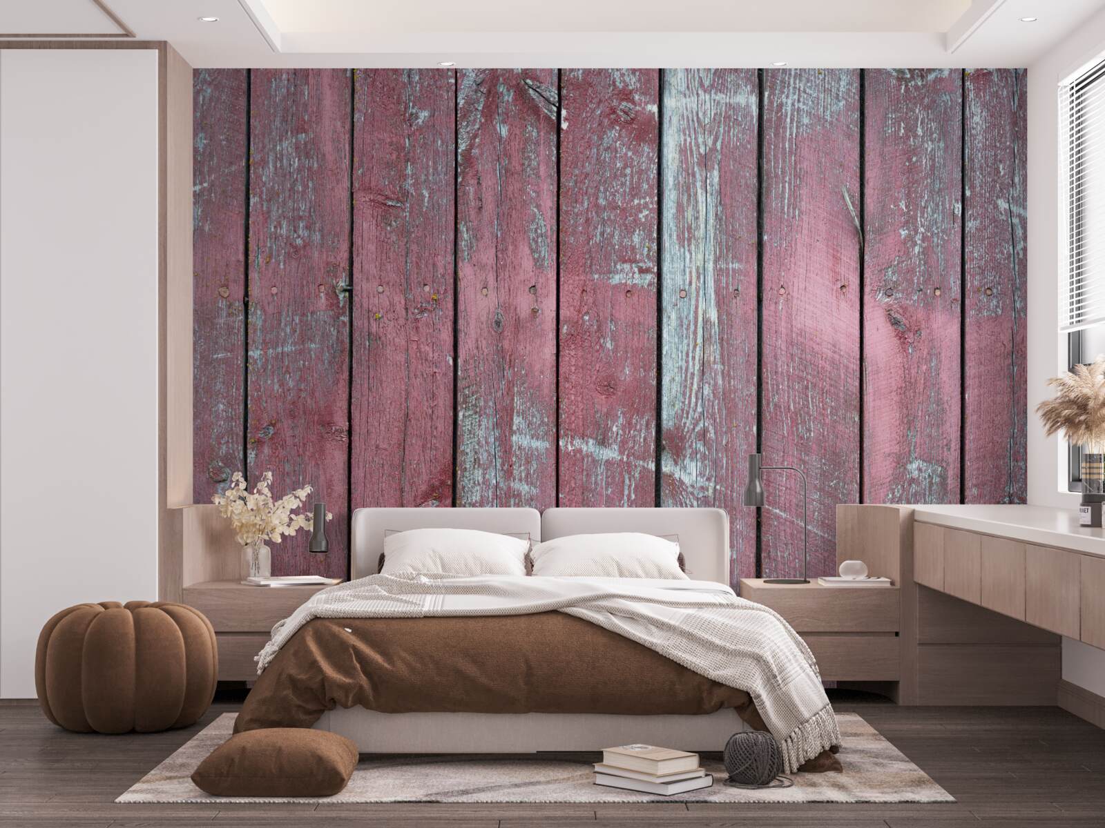 Fotobehang houten achtergrond in een oude lila tint