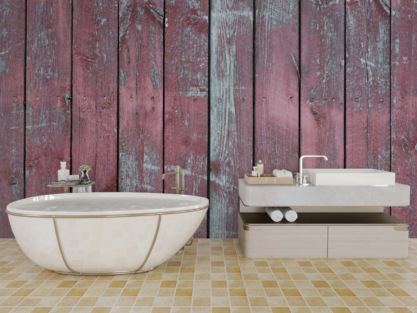 Fotobehang houten achtergrond in een oude lila tint