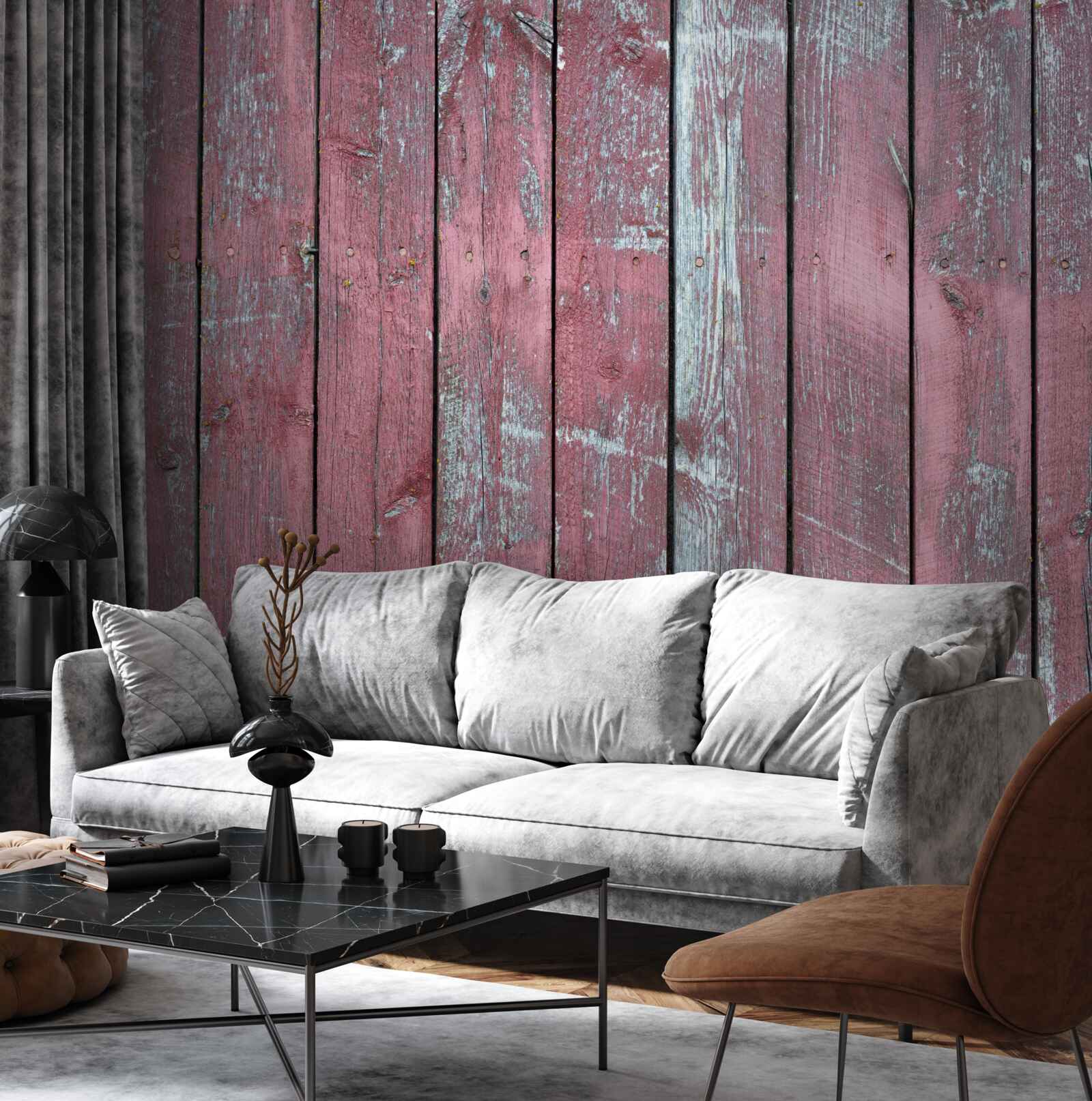 Fotobehang houten achtergrond in een oude lila tint