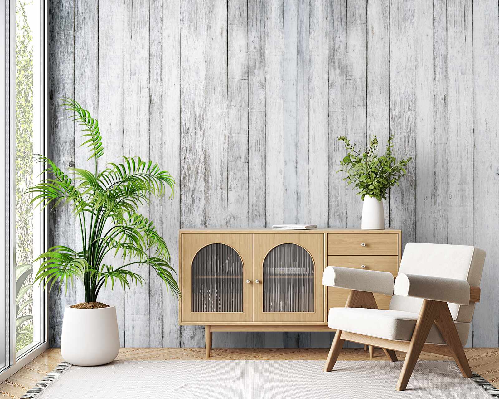 Fotobehang dunne stokjes van lichtgrijs hout