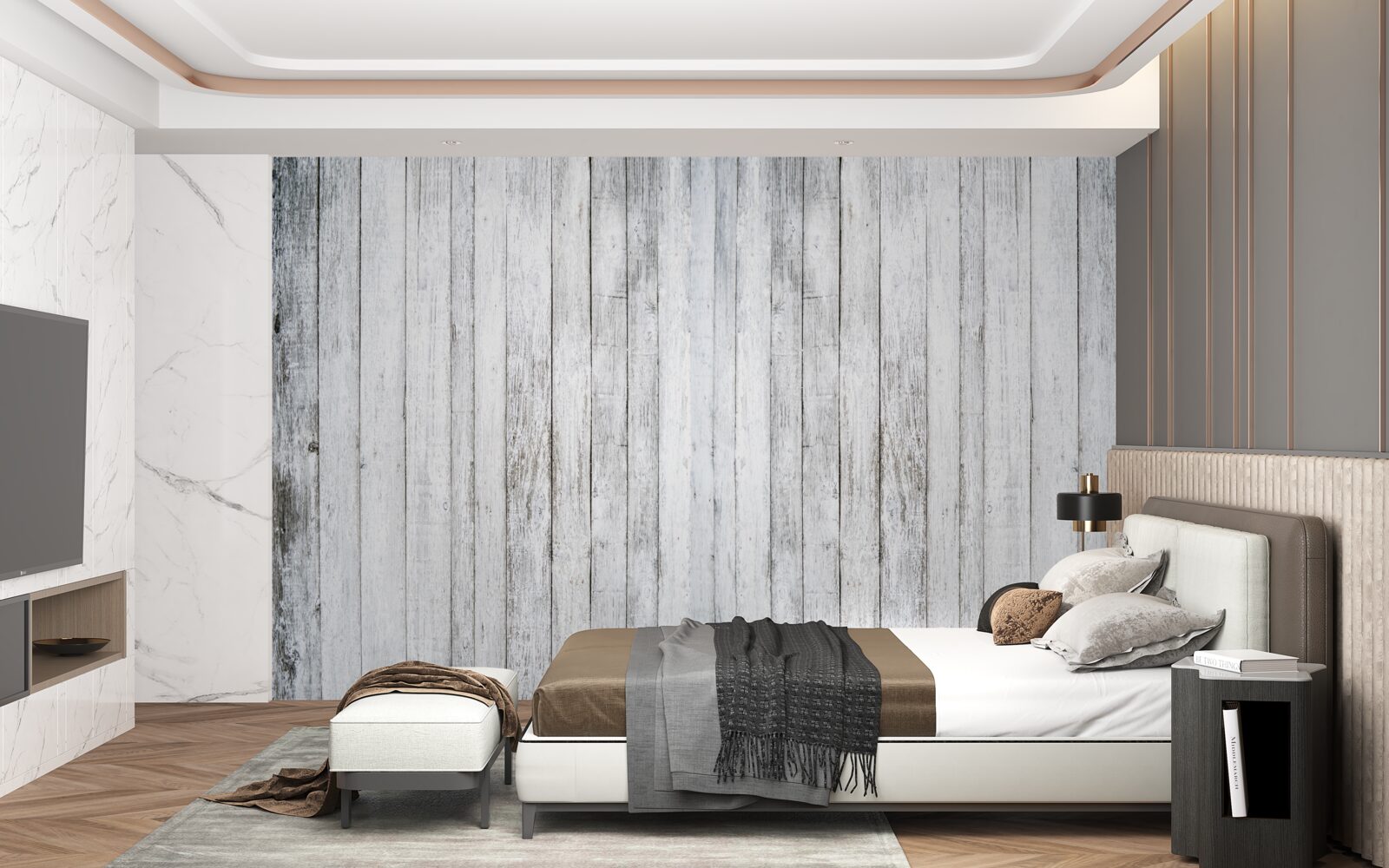 Fotobehang dunne stokjes van lichtgrijs hout