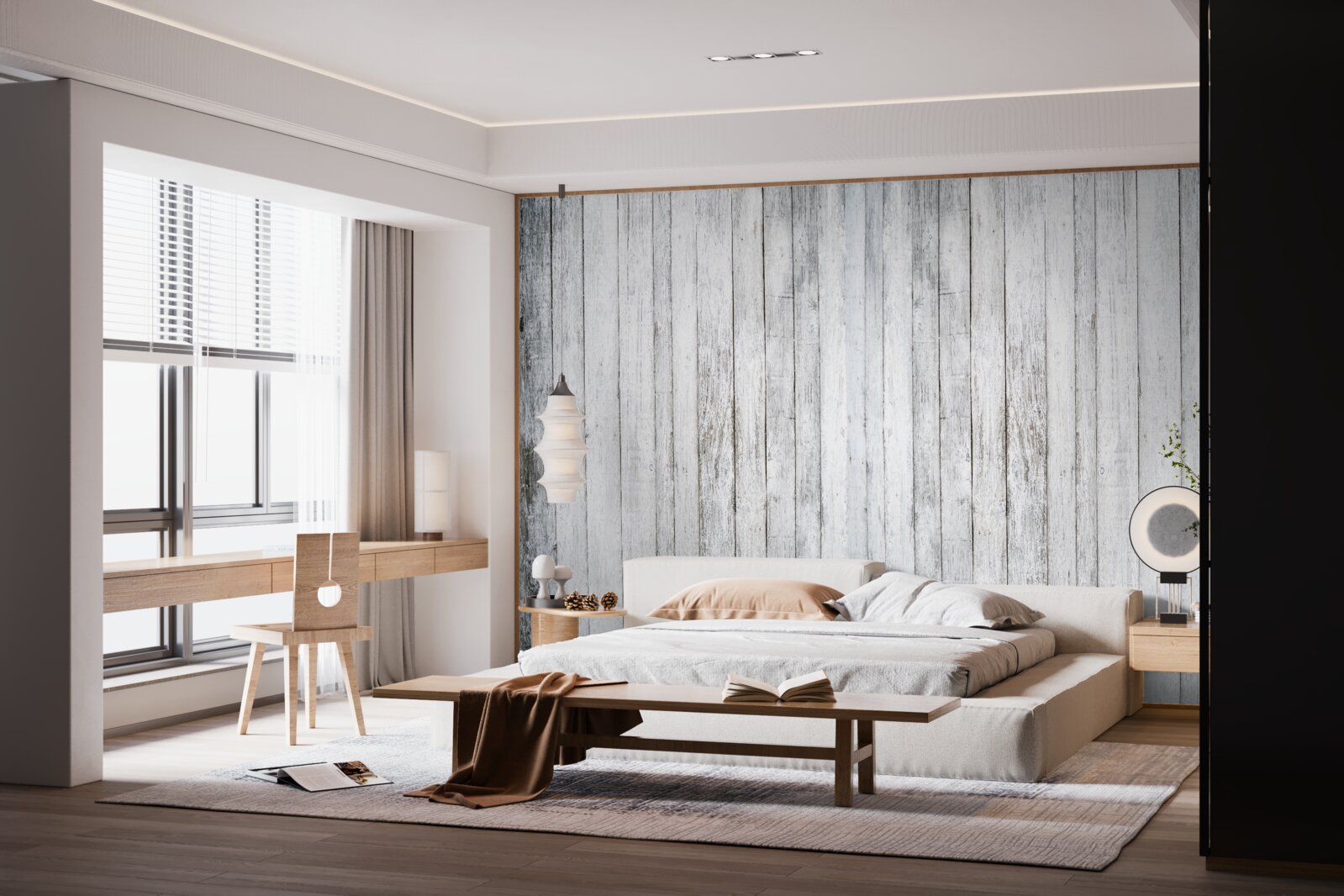 Fotobehang dunne stokjes van lichtgrijs hout