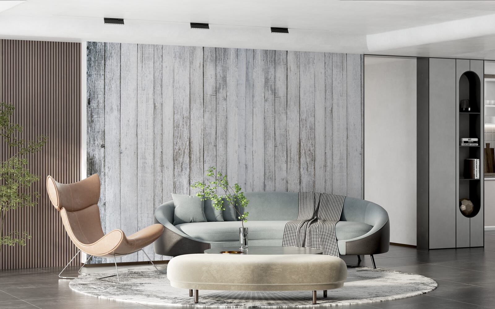 Fotobehang dunne stokjes van lichtgrijs hout