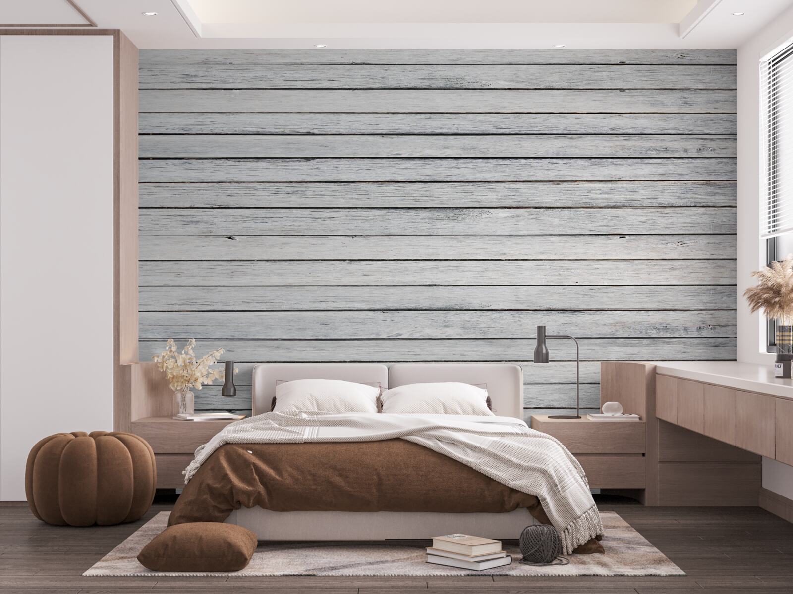 Fotobehang smalle, boomvormige stokjes in grijs