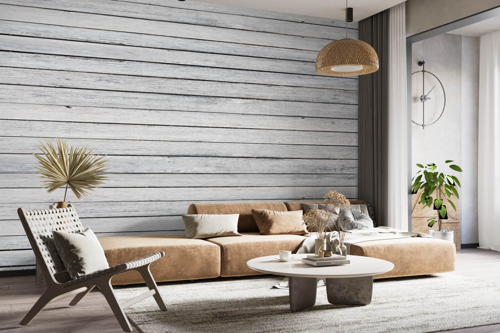 Fotobehang smalle, boomvormige stokjes in grijs