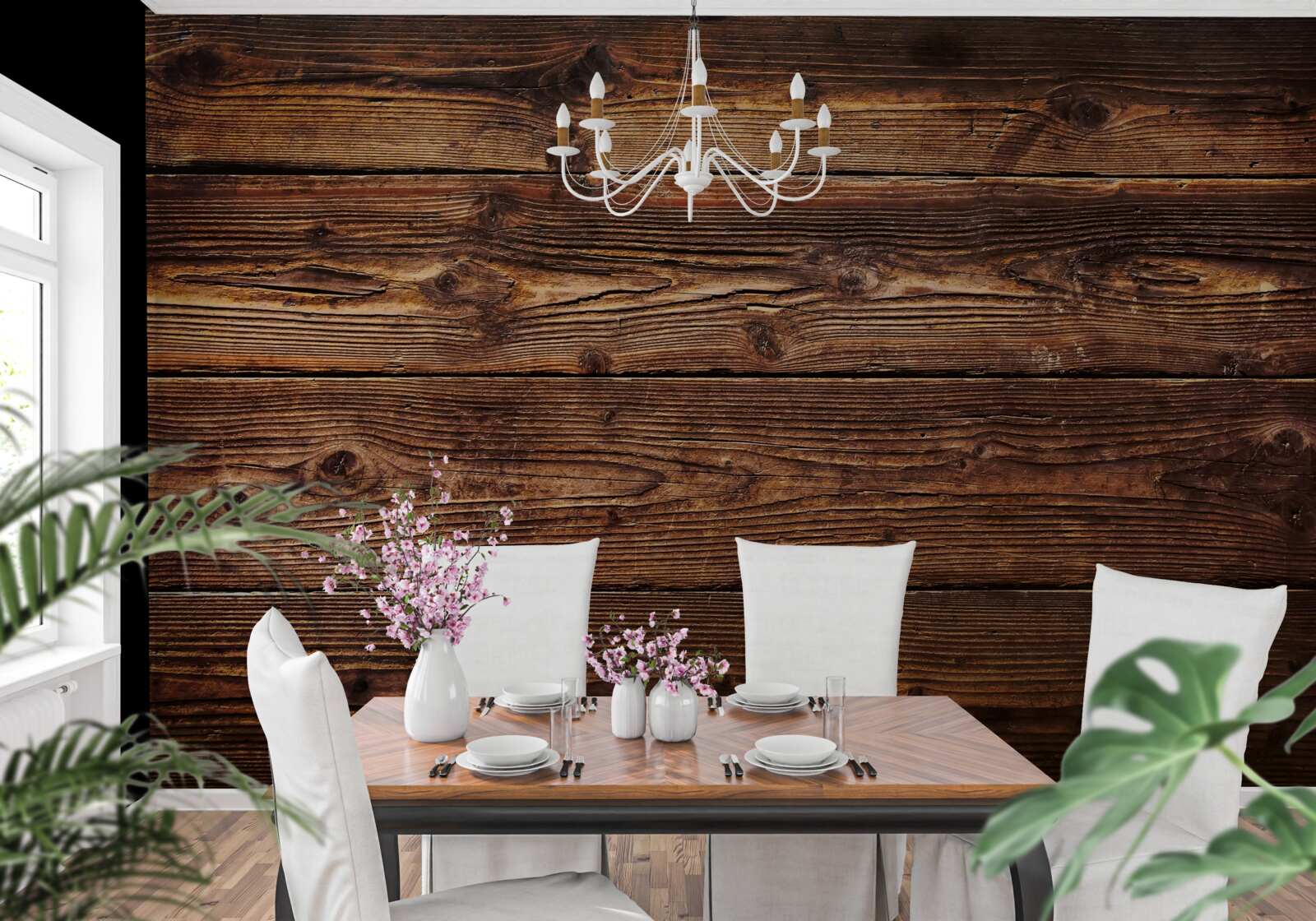 Fotobehang donkerbruin parket