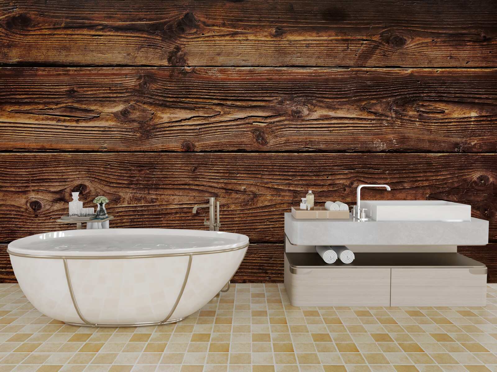 Fotobehang donkerbruin parket