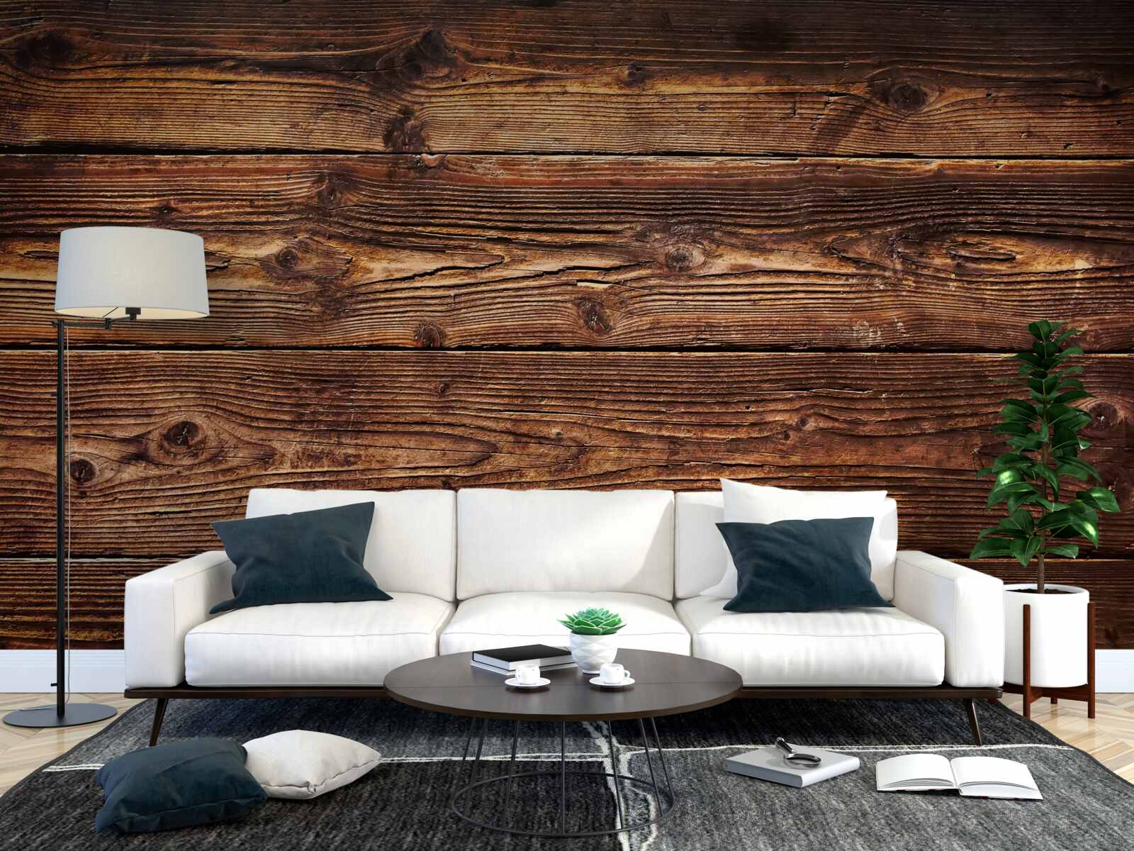 Fotobehang donkerbruin parket