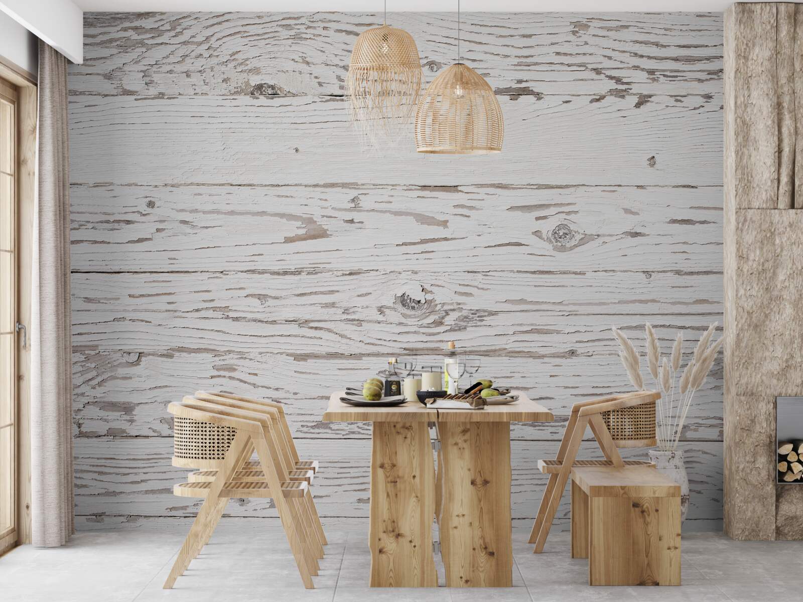 Fotobehang witgekalkt antiek parket