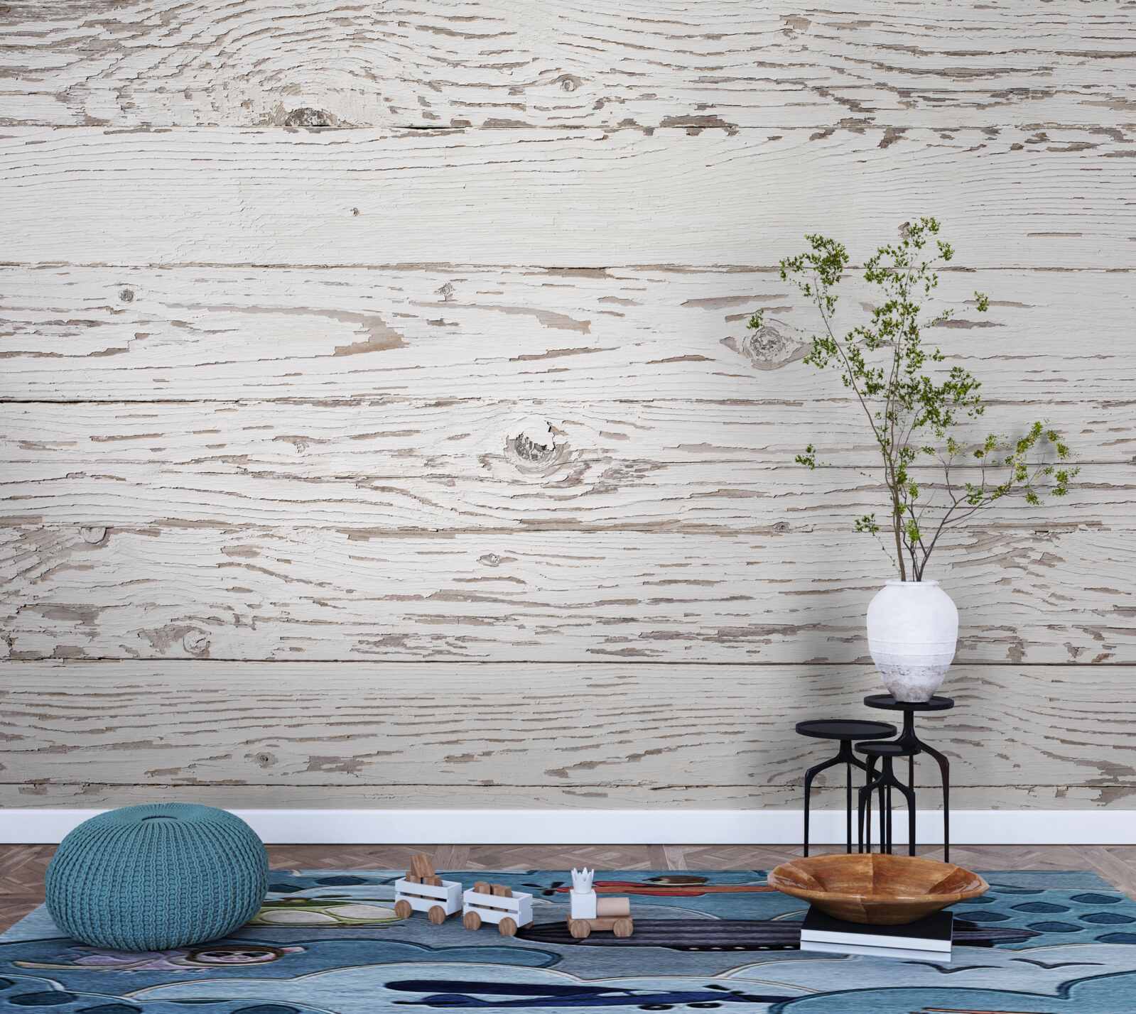 Fotobehang witgekalkt antiek parket