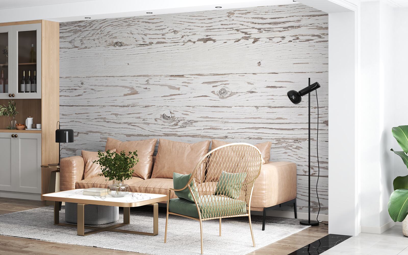 Fotobehang witgekalkt antiek parket