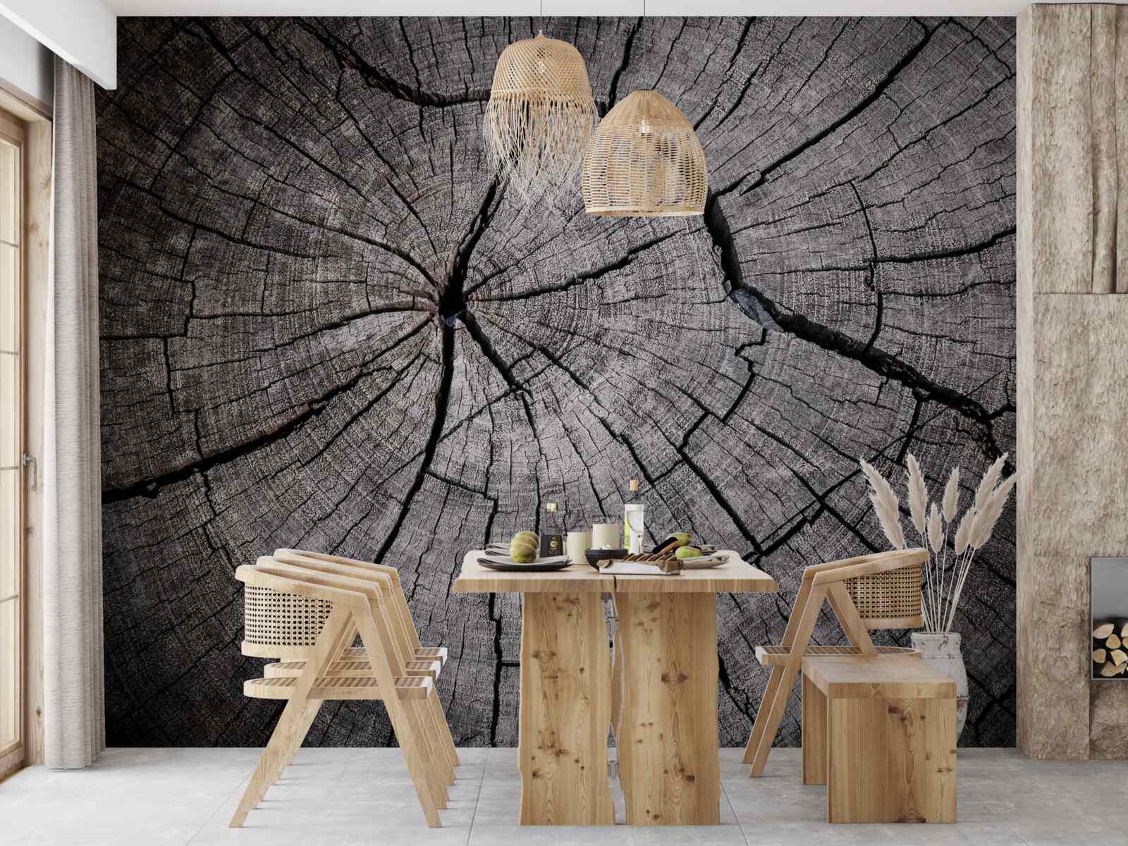 Fotobehang scheuren lopen door het oude hout