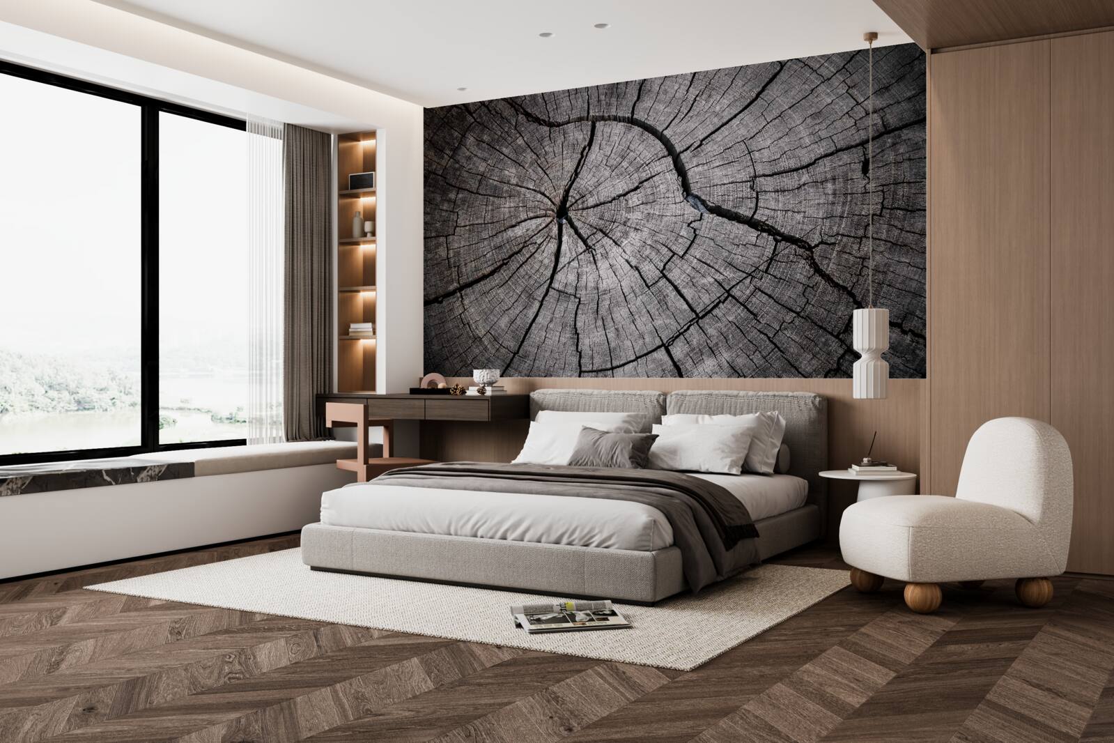 Fotobehang scheuren lopen door het oude hout