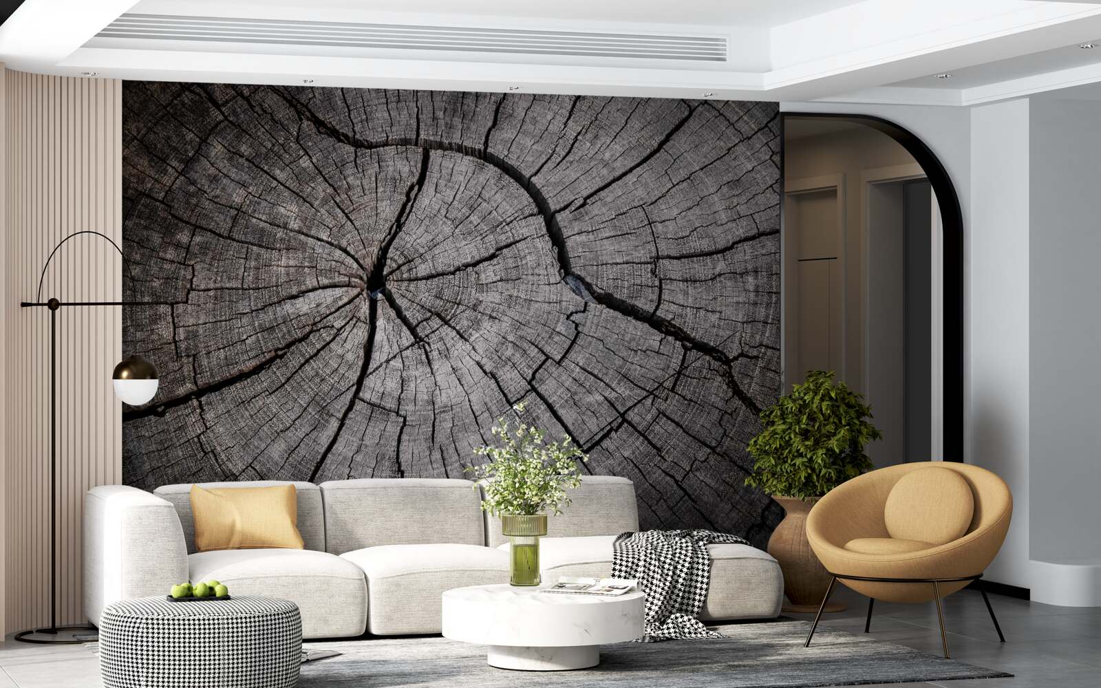 Fotobehang scheuren lopen door het oude hout