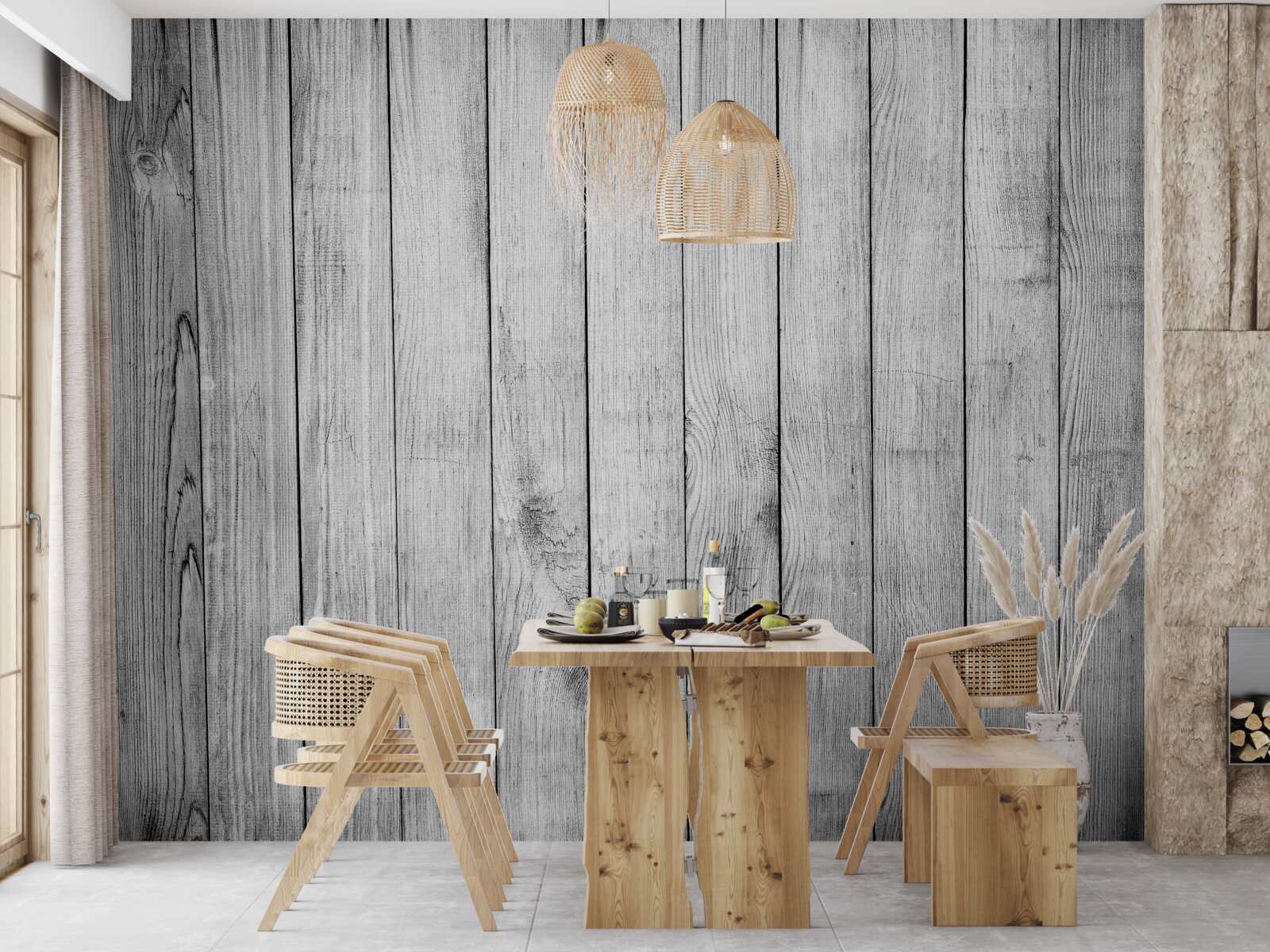 Fotobehang lichtgrijs parket