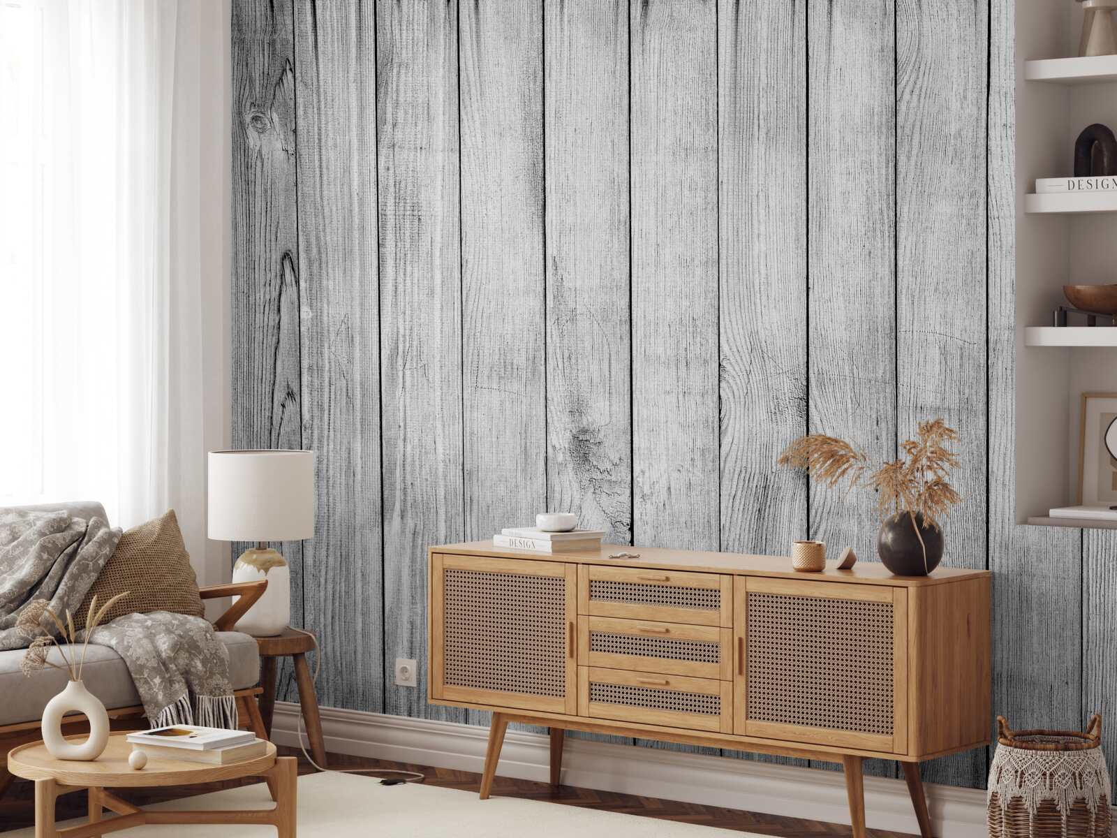 Fotobehang lichtgrijs parket