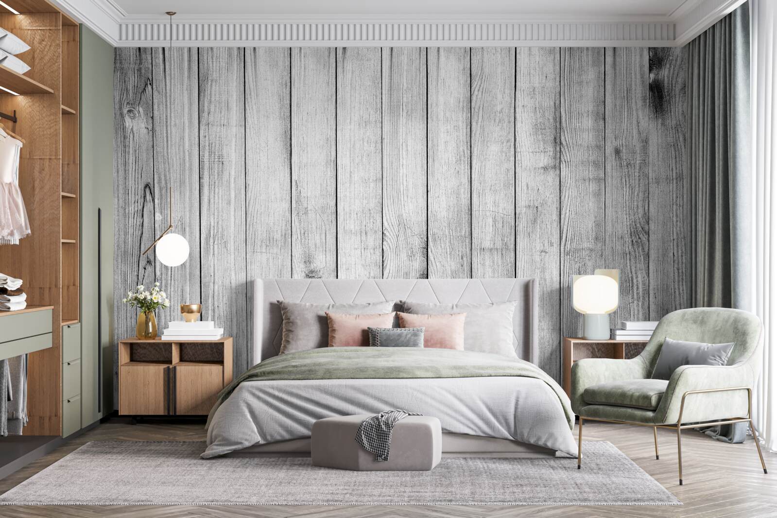 Fotobehang lichtgrijs parket