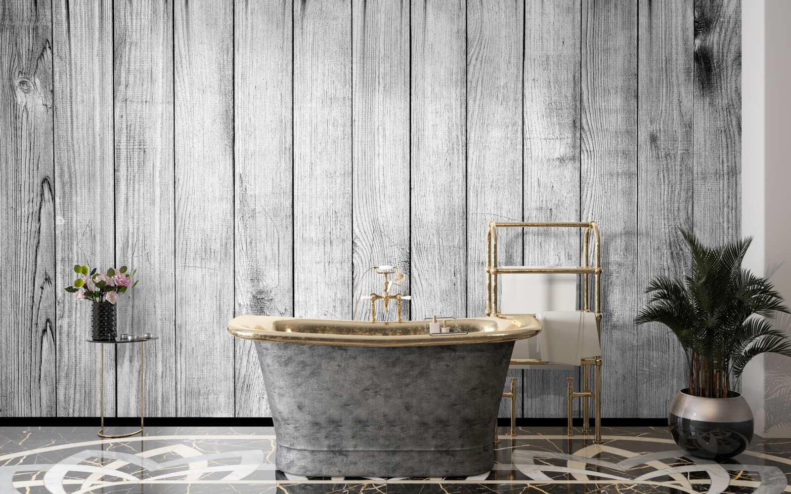 Fotobehang lichtgrijs parket