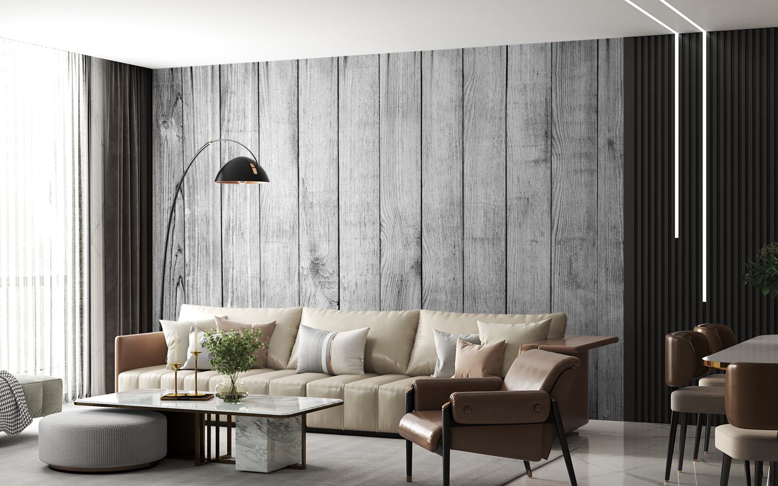 Fotobehang lichtgrijs parket