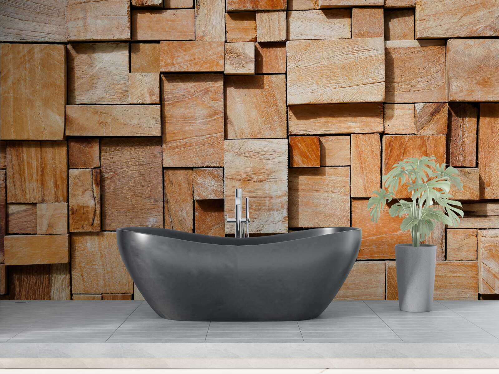 Fotobehang decoratief product gemaakt van houtfragmenten