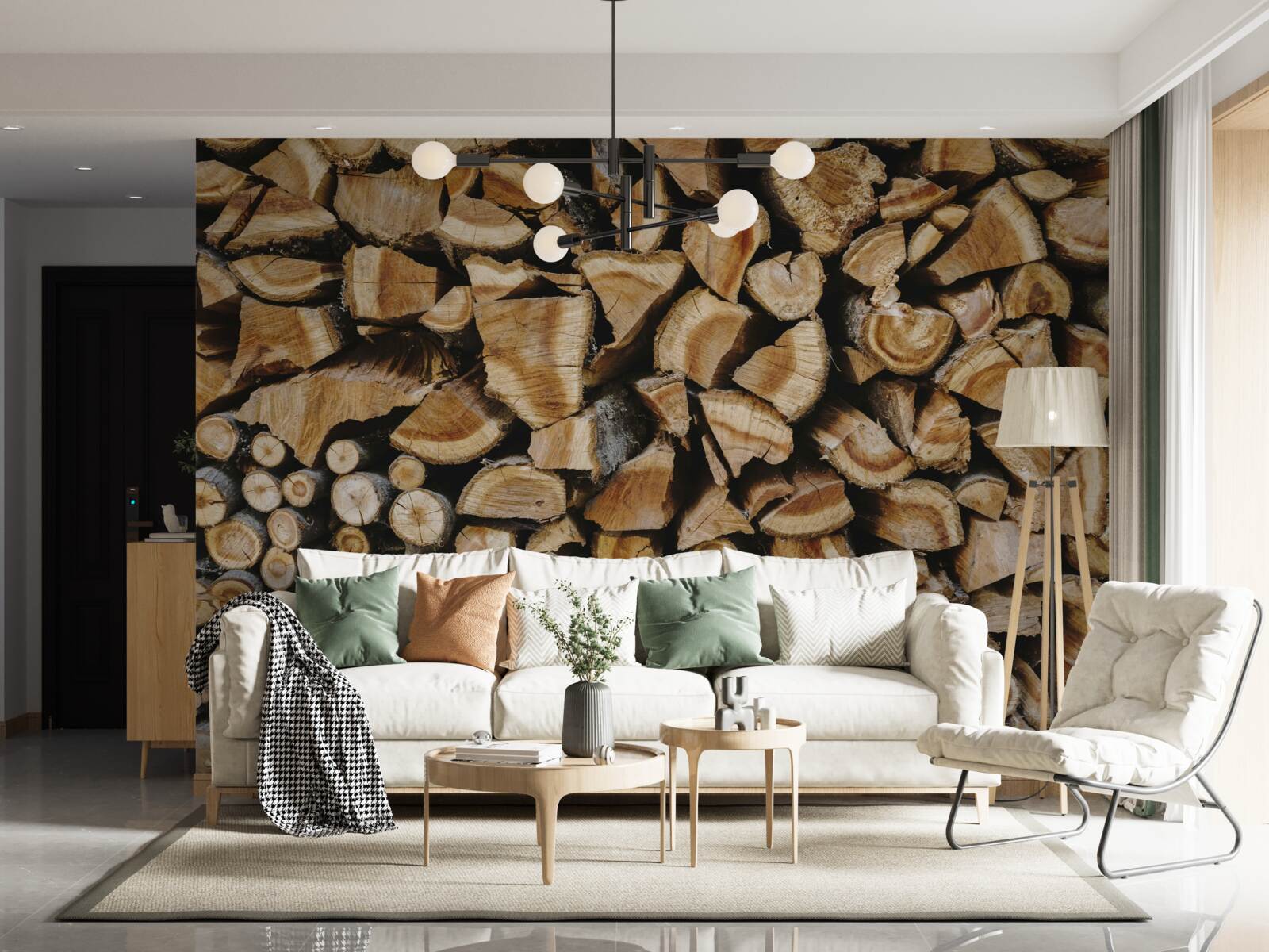 Fotobehang aan elkaar geplaatste stukken hout