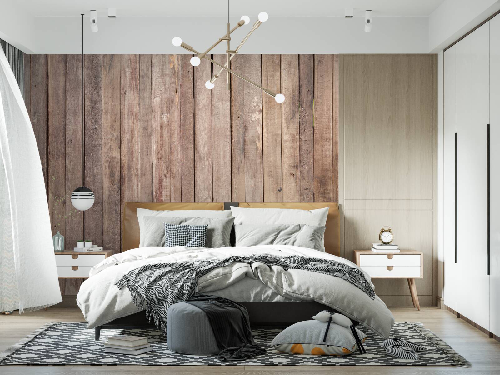 Fotobehang parketplanken in verschillende tinten